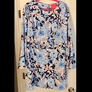 NWT Lilly Pulitzer Kayla Stretch Dress, Bright Navy Amore Please Size 16